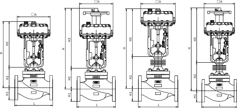 V8000 Series Control Valve Dimensions and Weight