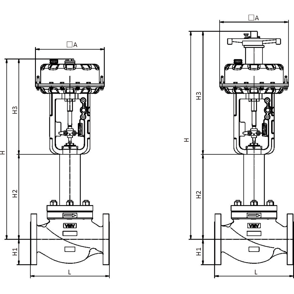 V9000 SERIES BELLOWS CONTROL VALVE Dimensions and Weight