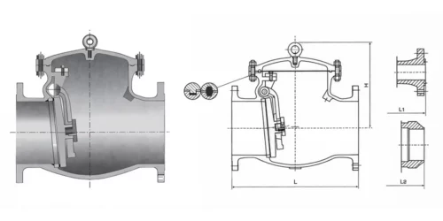DIN Standard Cast Steel Swing Check Valve Drawing