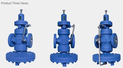 V5001 Pilot Operated Pressure Reducing Valve three views